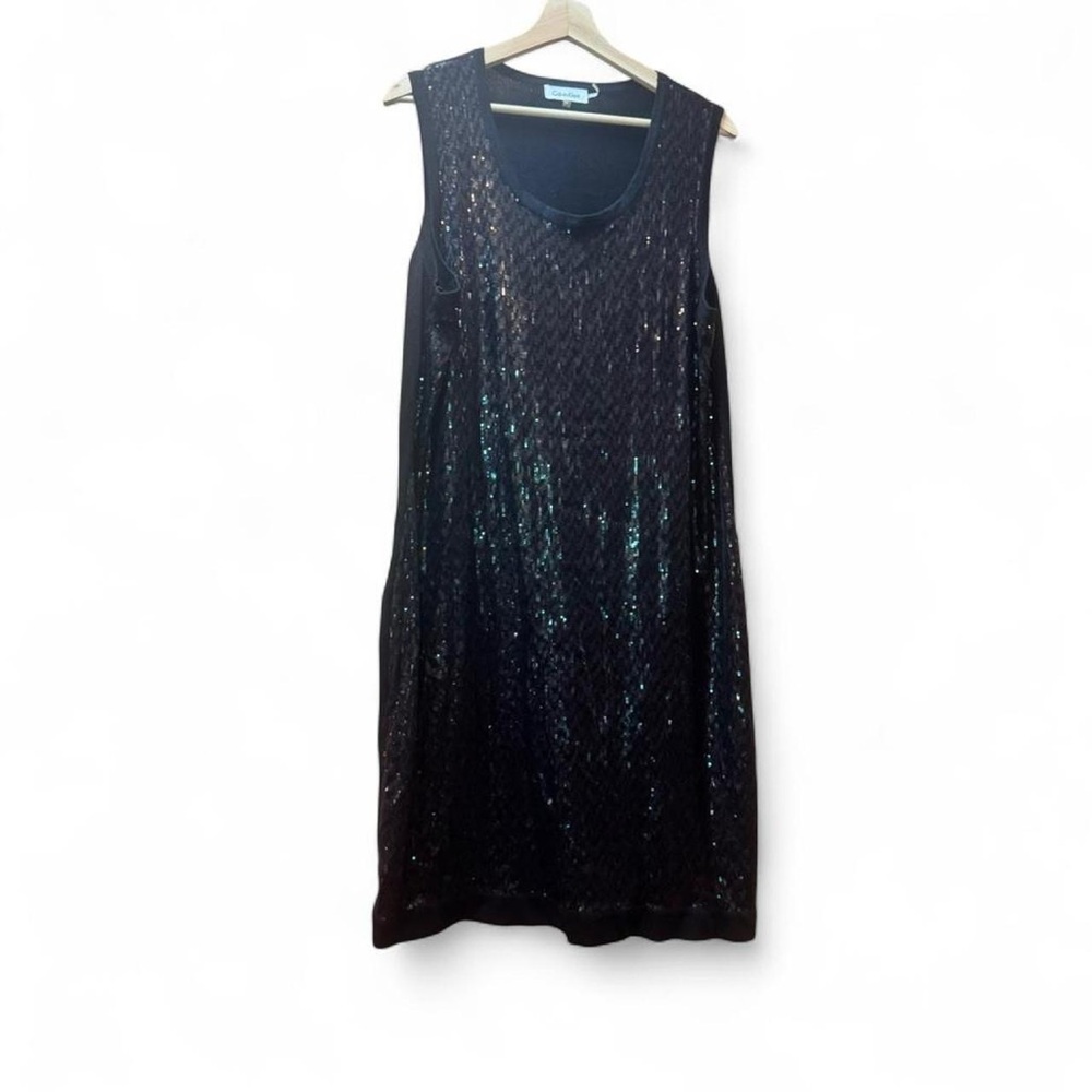 Calvin Klein Black Sleeveless Dress With Sequins